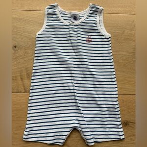 Petit Bateau Blue and White Striped Baby Romper